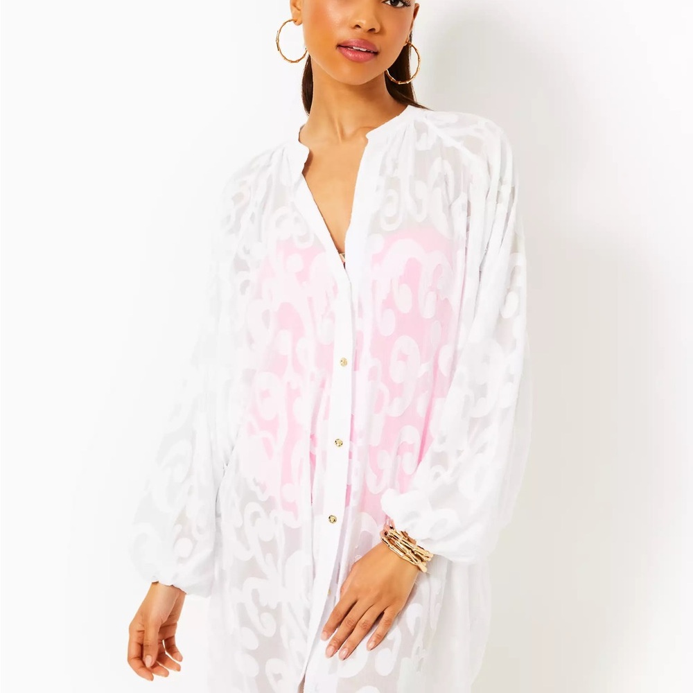 Lilly Pulitzer Sheer White Button Down Coverup